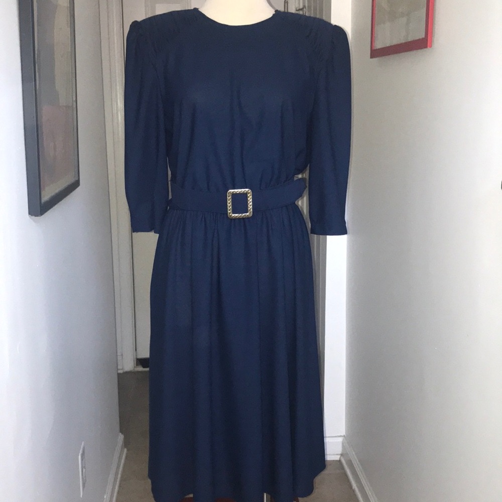 Vintage Blue Dress with belt by Tabby Size 16😘